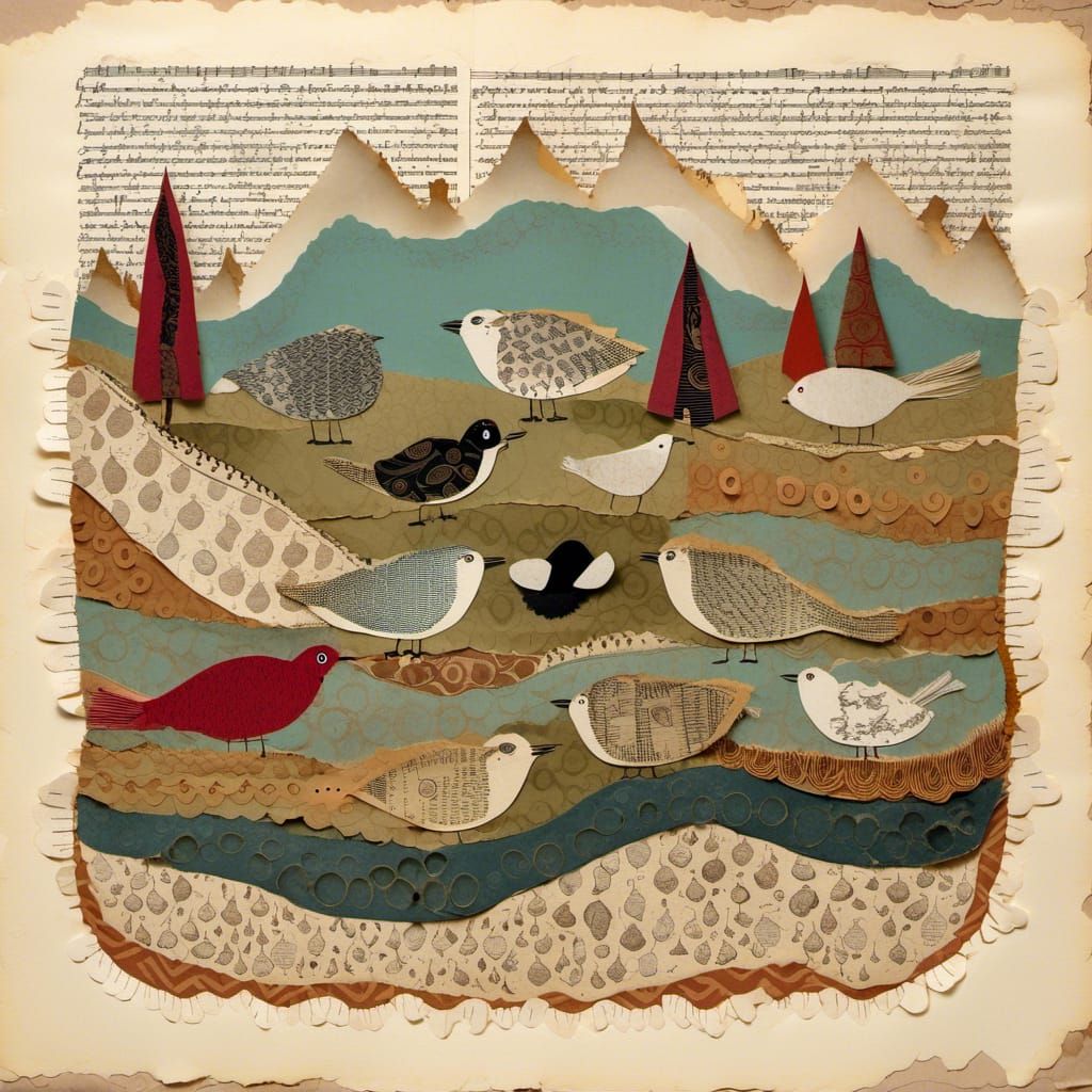 Whimsical Magical Creatures Collage Illustration