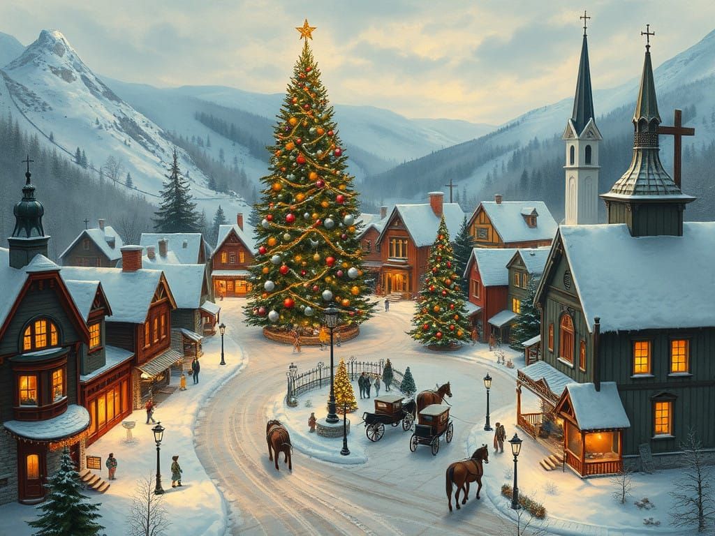 Victorian Christmas Village in Whimsical Wonderland