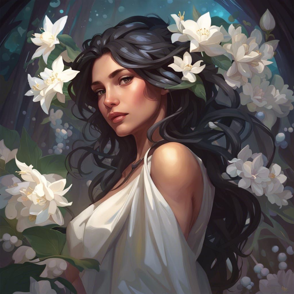 Detailed Jasmine Flower Portrait in Hyperrealistic Style