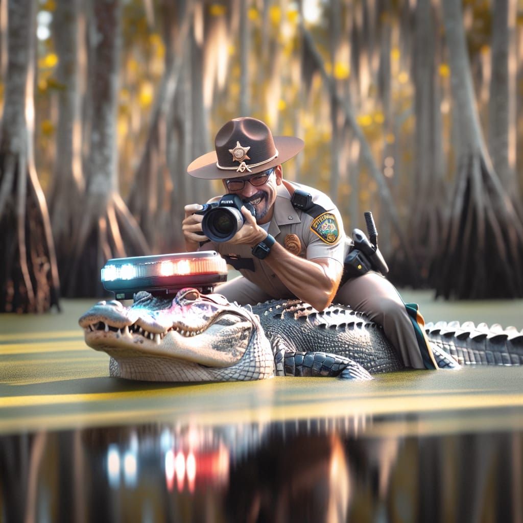 Florida Trooper Rides Alligator in Humorous Photo