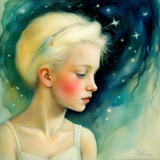Dreamlike Portrait of Girl in Expressionist Style