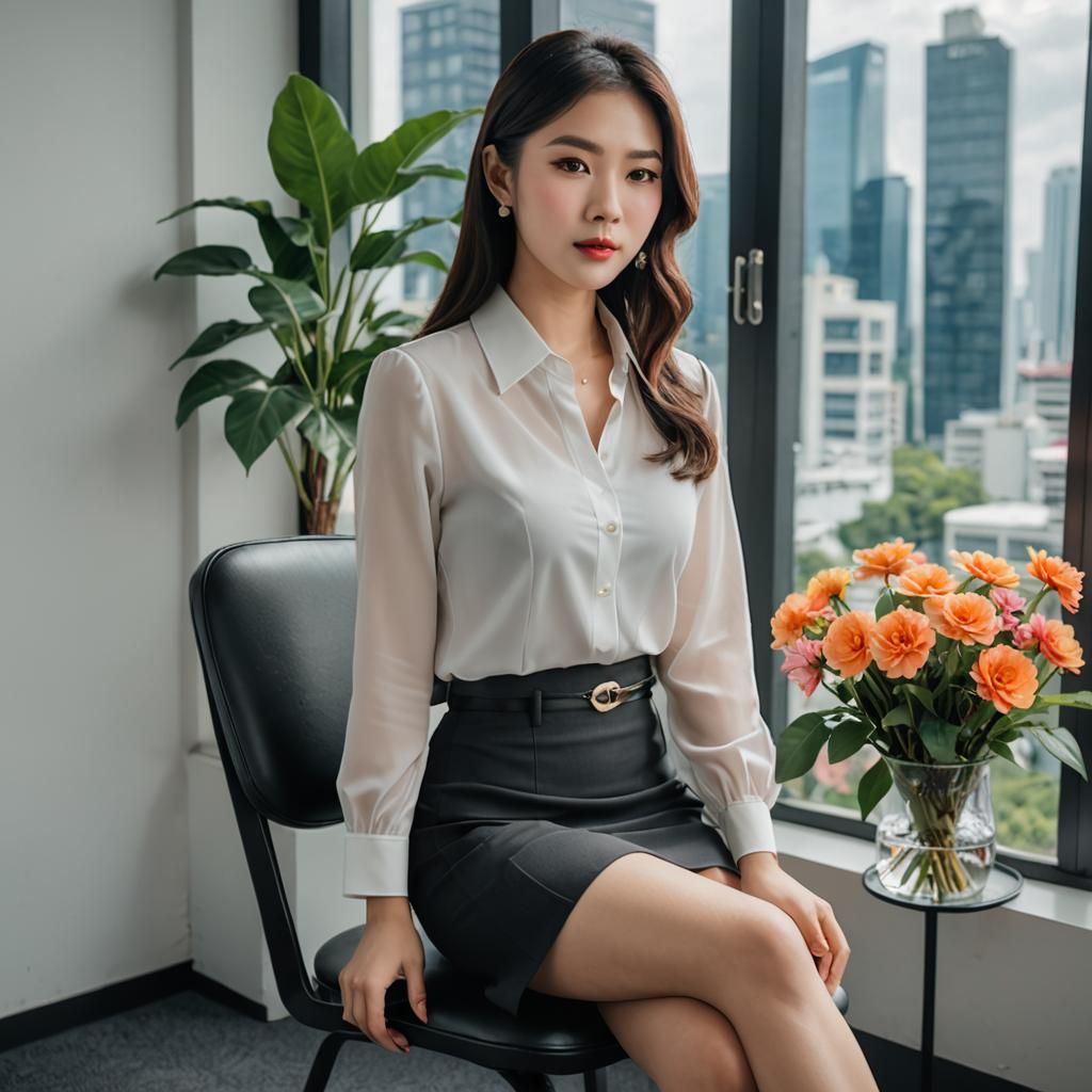 Asian Office Lady in Natural Light