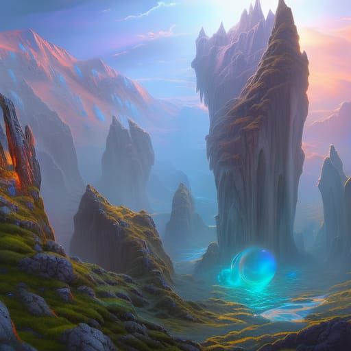 Cosmic Pillars: Holographic Astral Illustration