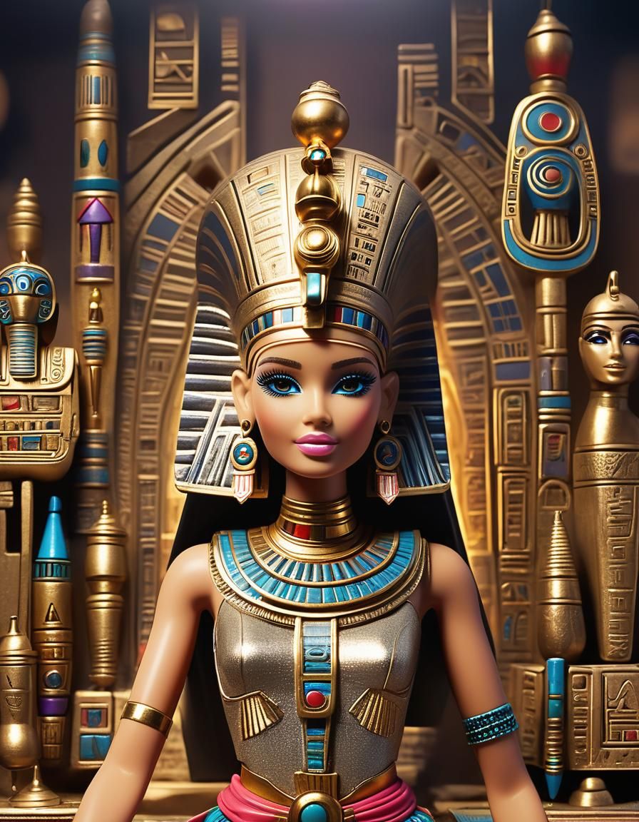 Egyptian Barbie Artifacts with Volumetric Lighting
