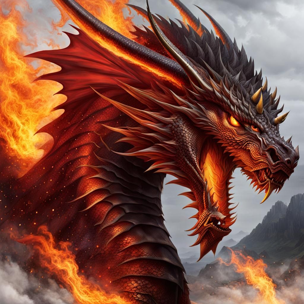 Majestic Dragon Unleashing Fire