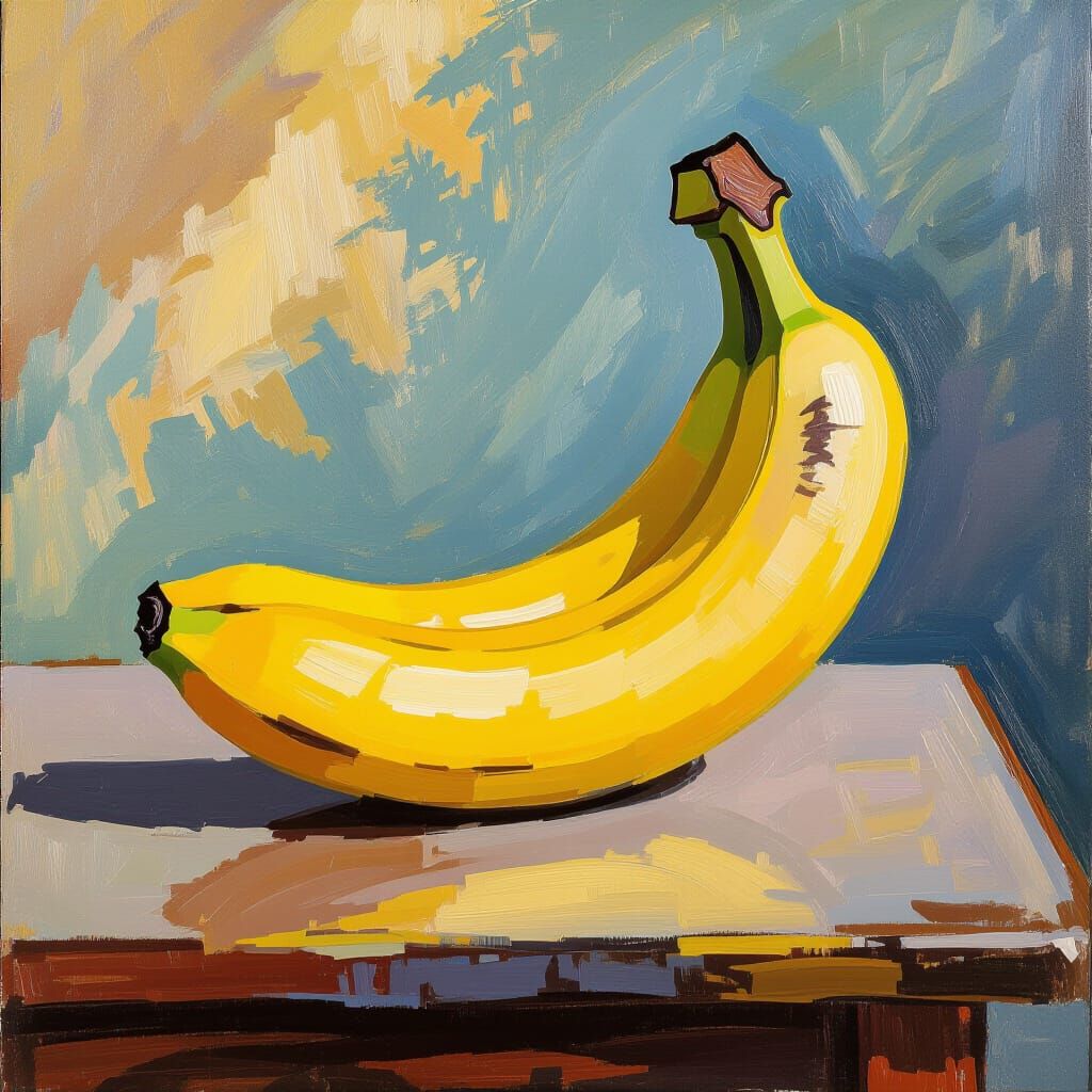 Banana Still Life in Impressionistic Style