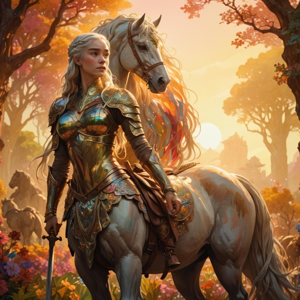 Daenerys Targaryen as a celtics Knight  centaure
