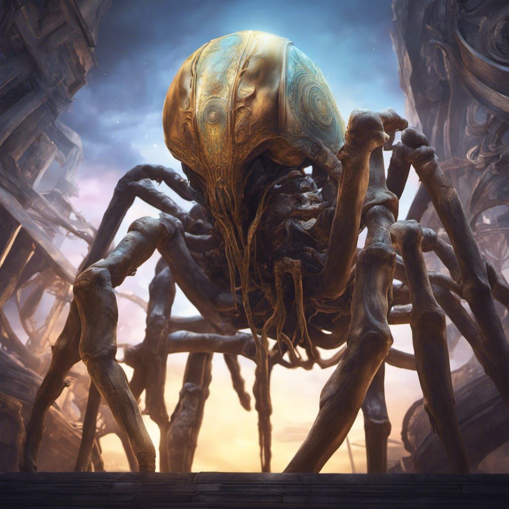 Hyperdetailed Face Hugger in Baroque Brutalism