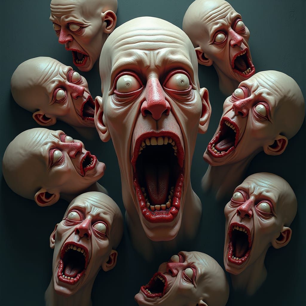 Tormented Faces: A Gothic Fantasy Concept Art