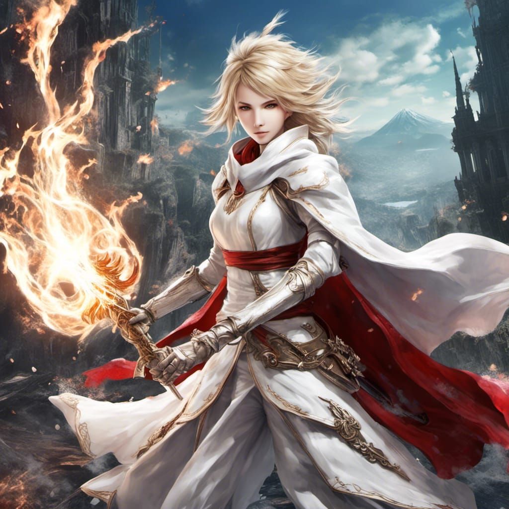 White Mage from Final Fantasy in Anime Style