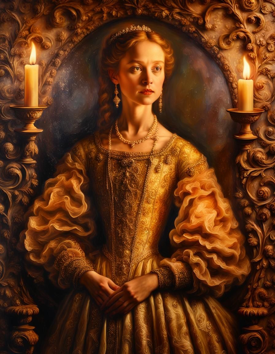 Encaustic Renaissance Portrait in Golden Hour Light