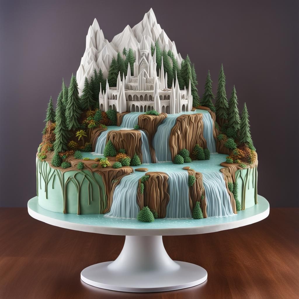 Rivendell Cake Art: Waterfalls and Misty Mountains