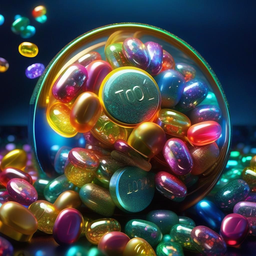 Glittery Medicine Pills with Smiling Lips