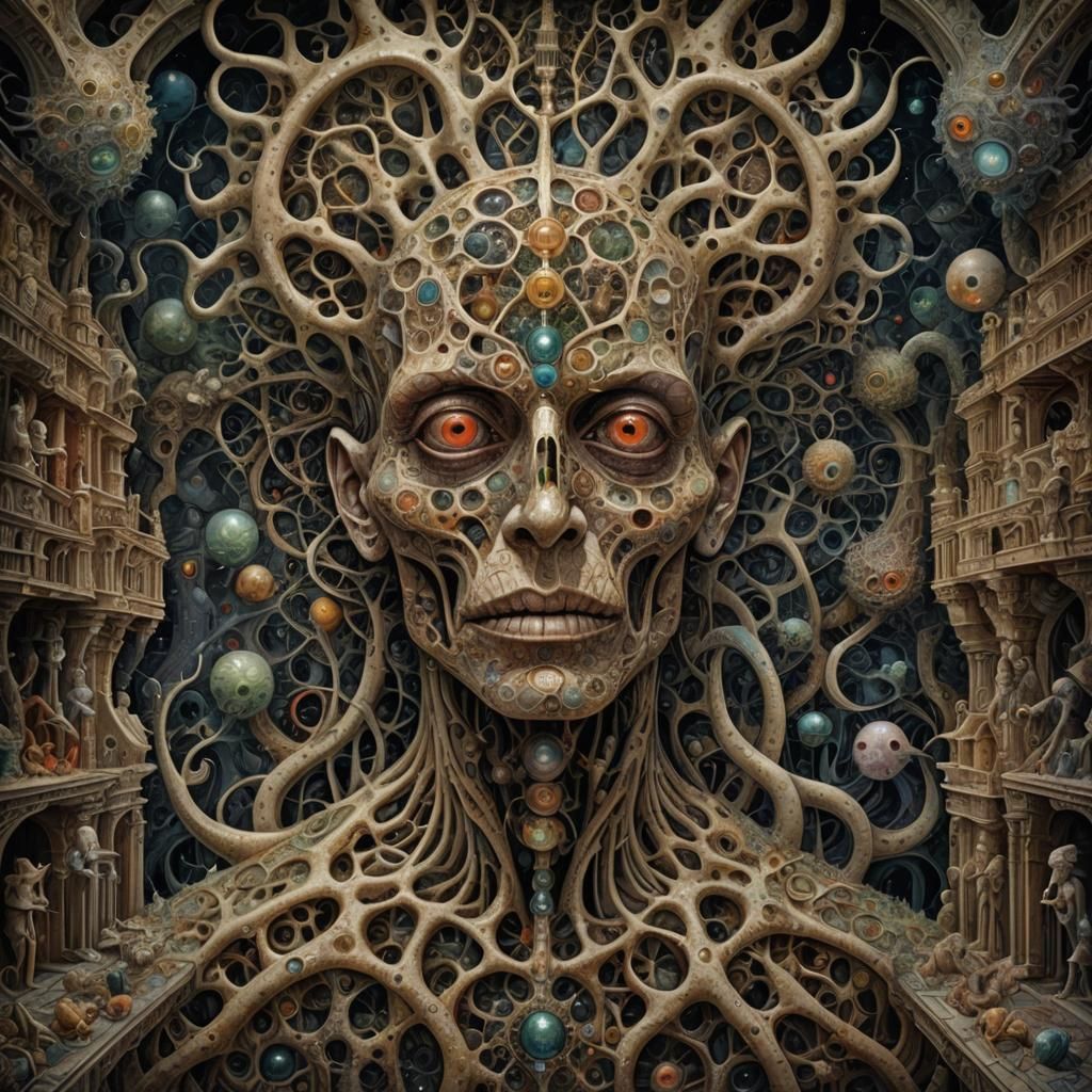 Surreal Fractal Mosaic Horror Artwork