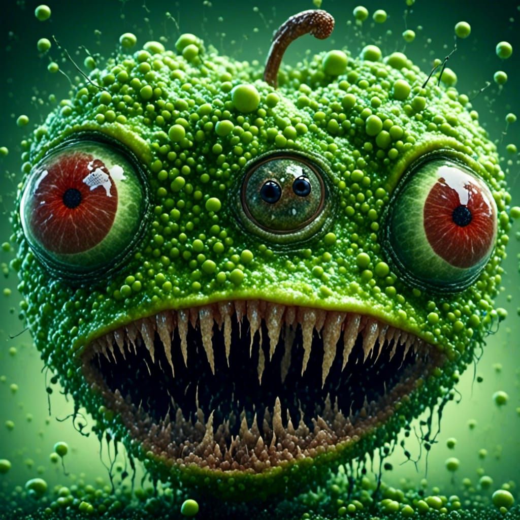 Friendly Alien Apple Head Portrait in HDR