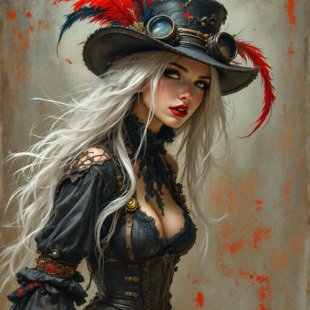 Dressed in a tattered-threadbare-clothing, a passionate, gor...