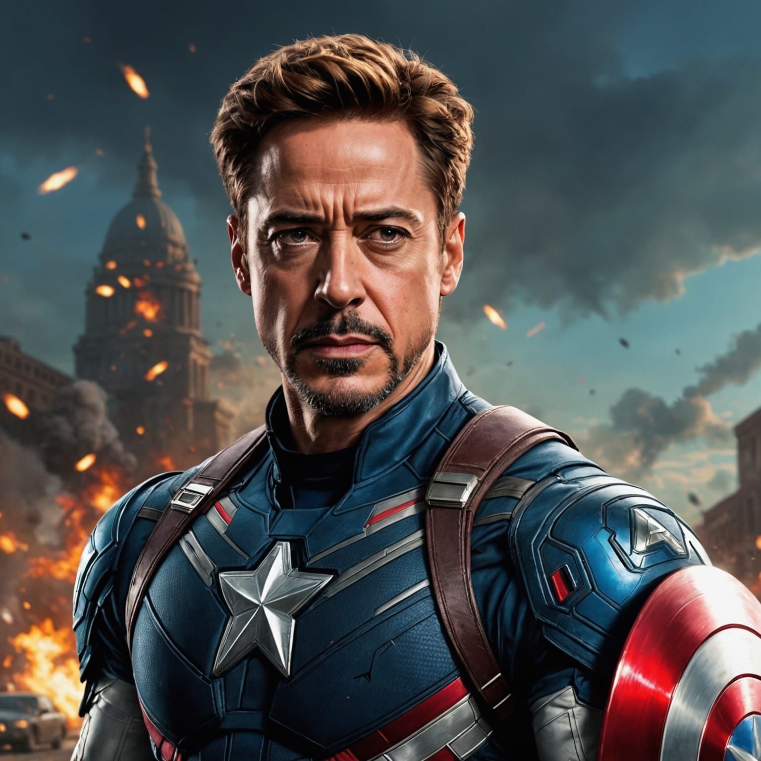 Robert Downey Jr as Captain America: Hyperrealistic Art