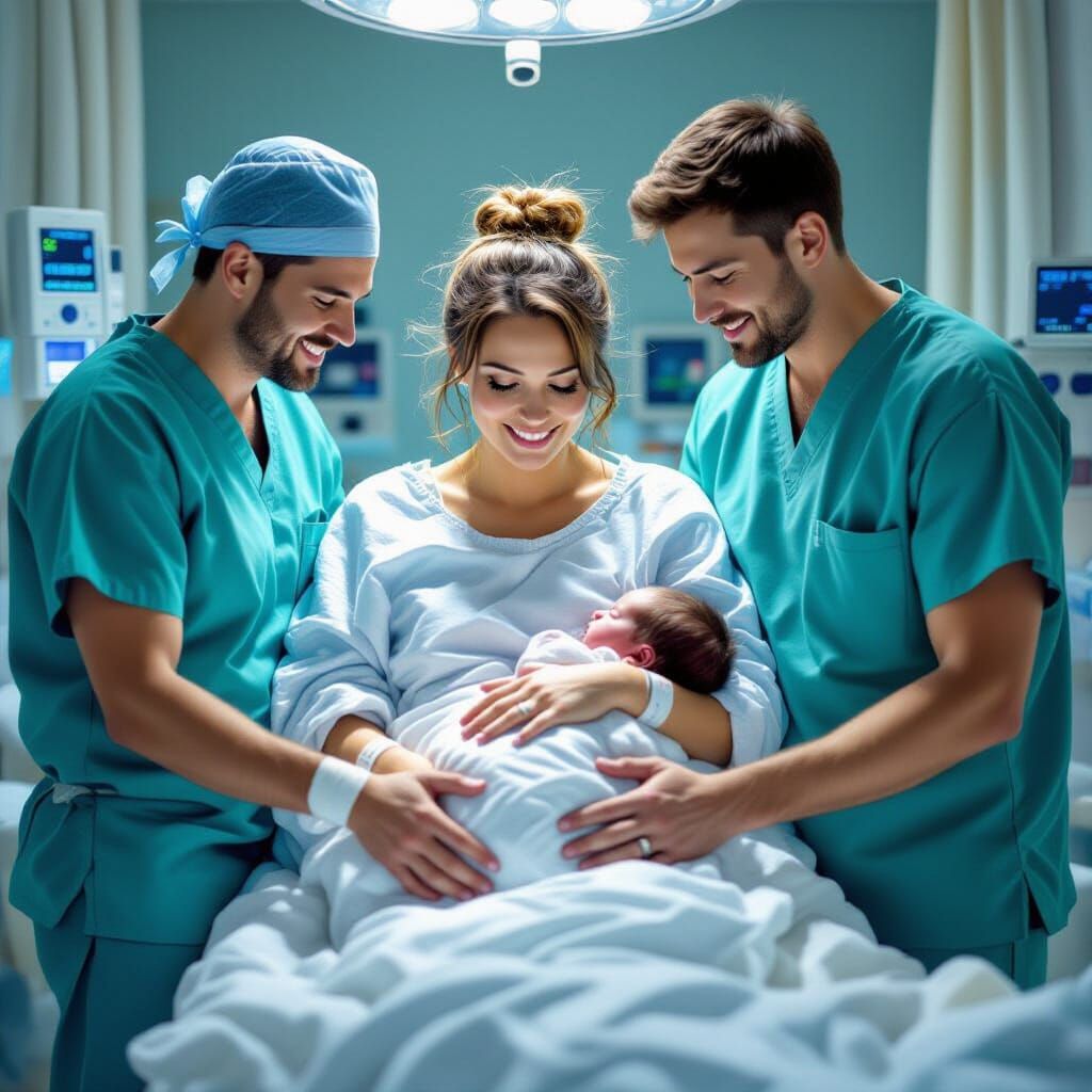 Emotive Birth Scene: Twins Arrive in Busy Maternity Hospital