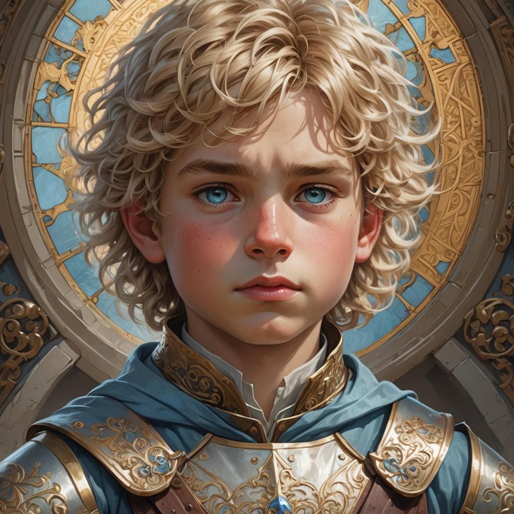 Medieval Boy Portrait: Detailed Digital Art