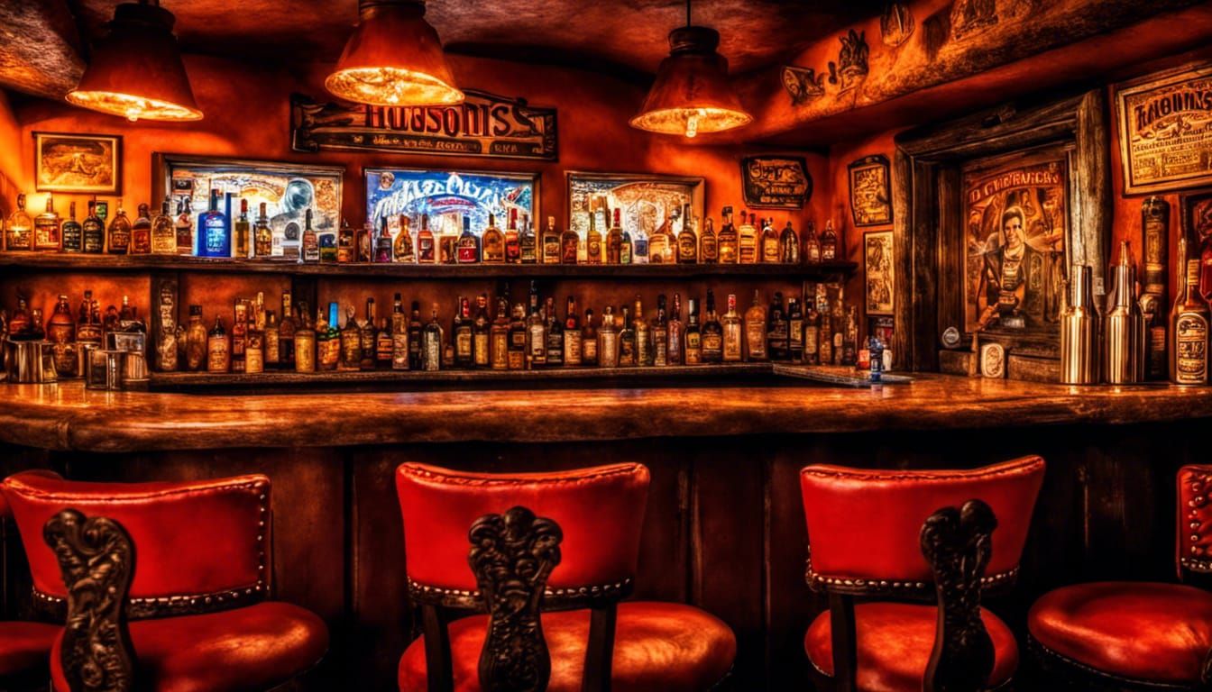 Hussong's Cantina Bar Interior, Hyperrealistic HDR Image