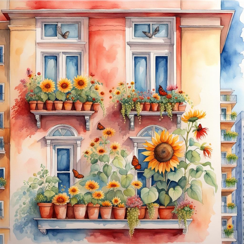 Urban Kyiv Sunflower Windowbox Garden Too