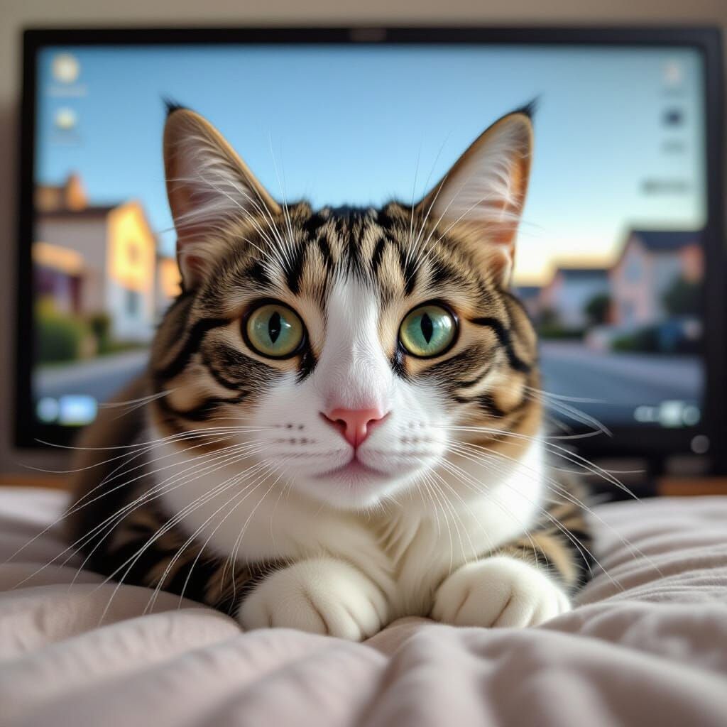 Cat Pressing Nose Against Camera Screen
