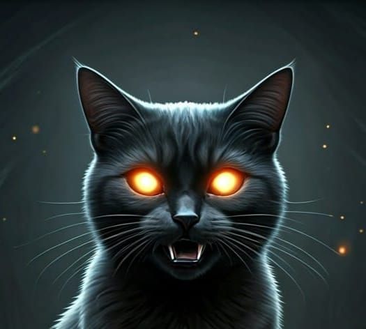 Mysterious Black Cat with Starry Eyes