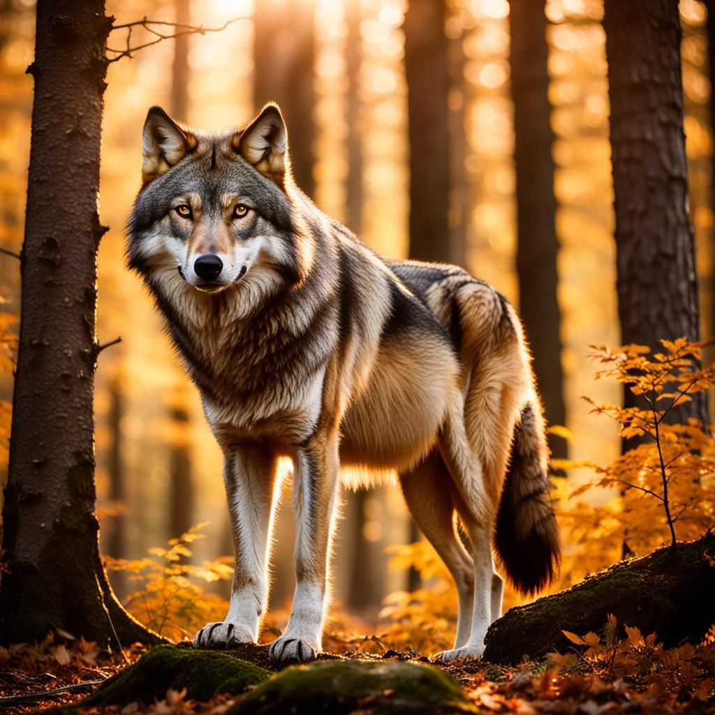 Lone Wolf in Majestic National Geographic Style