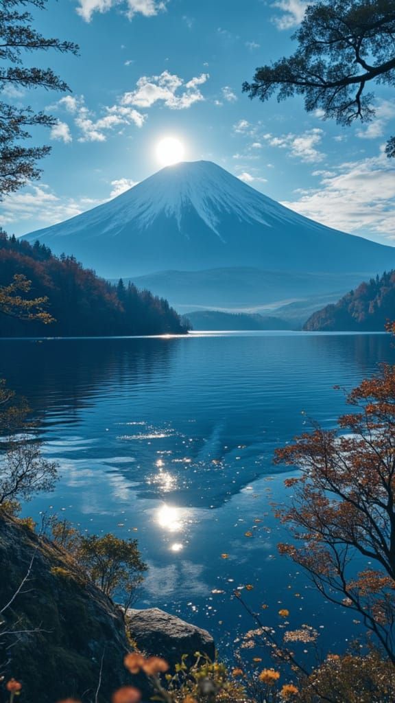 Mount Fuji Over Lake Kawaguchiko in Ethereal Moonlight