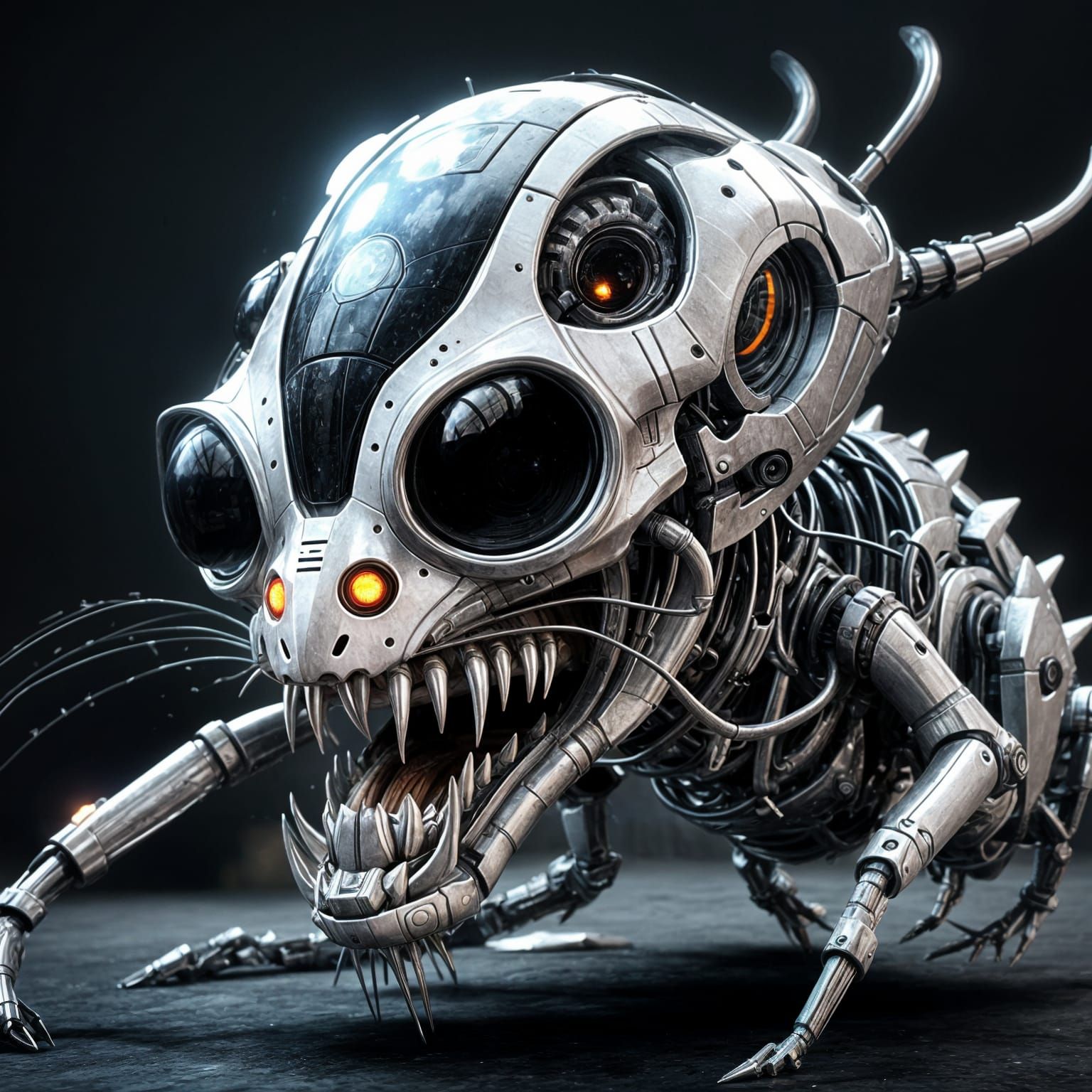 Realistic Scary Mechanical Creature in Sci-Fi Style