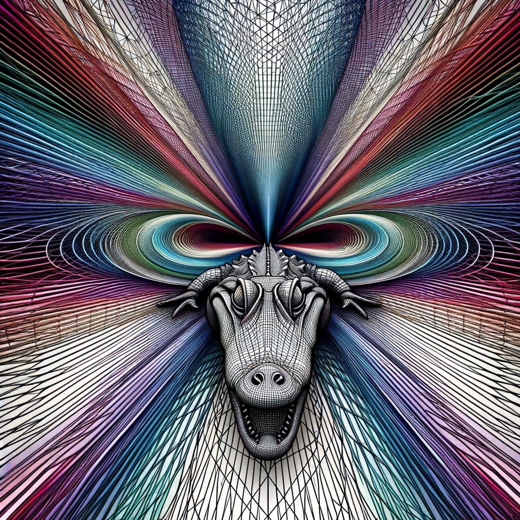 Mesmerizing Spirograph Alligator in Infinite Tunnel