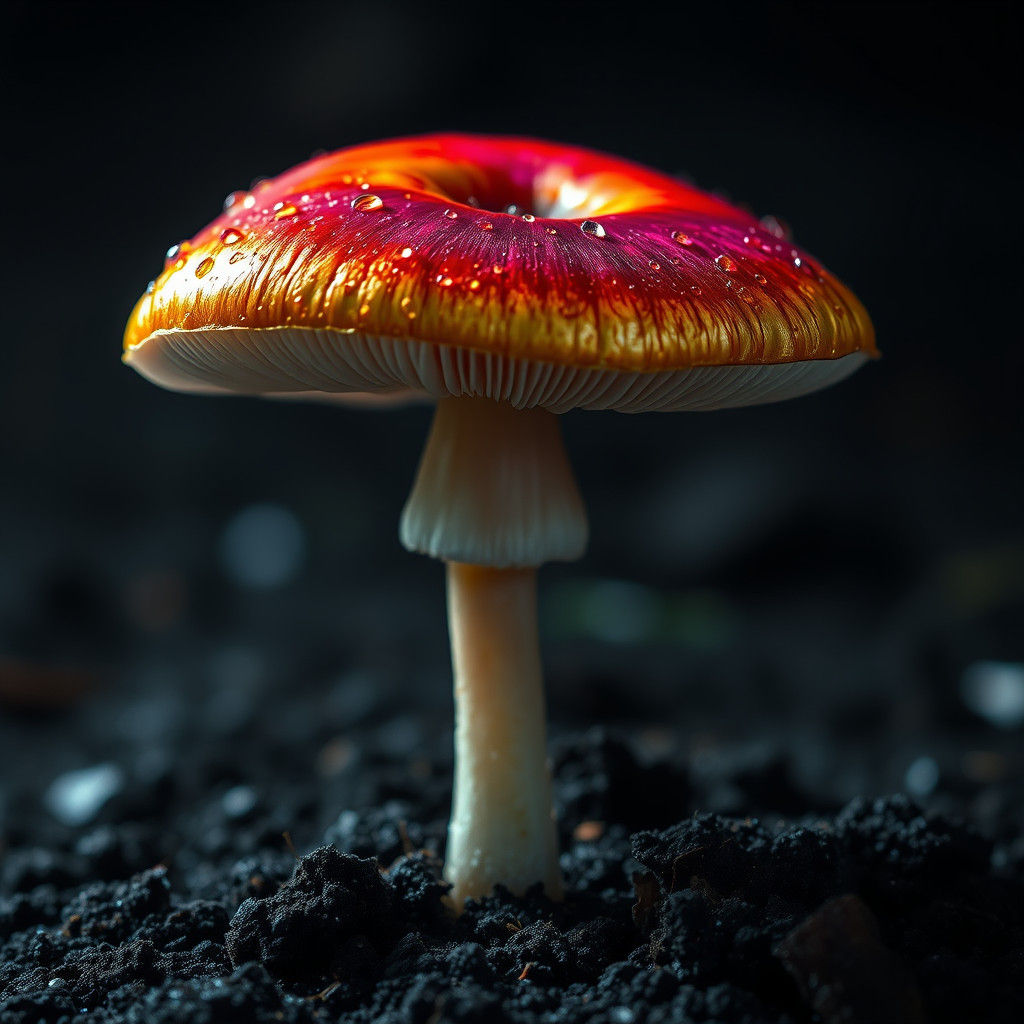 Luminous Magic Mushroom in Hyperrealistic Style