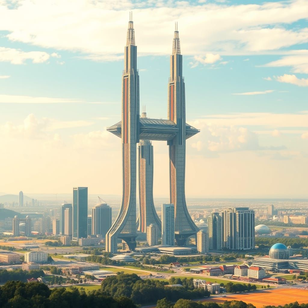 Cyberpunk Megastructure Overwhelms Cityscape