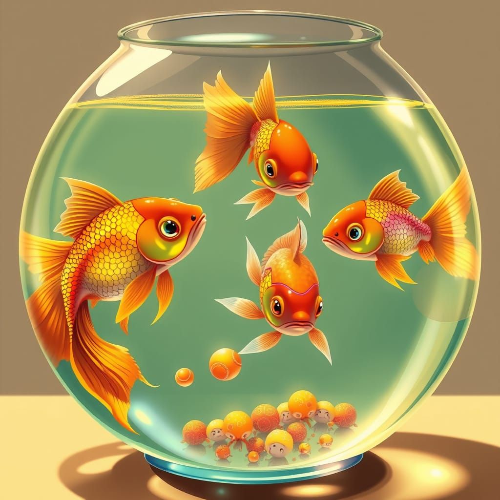 Vibrant Fish Play Tennis: Anime Style