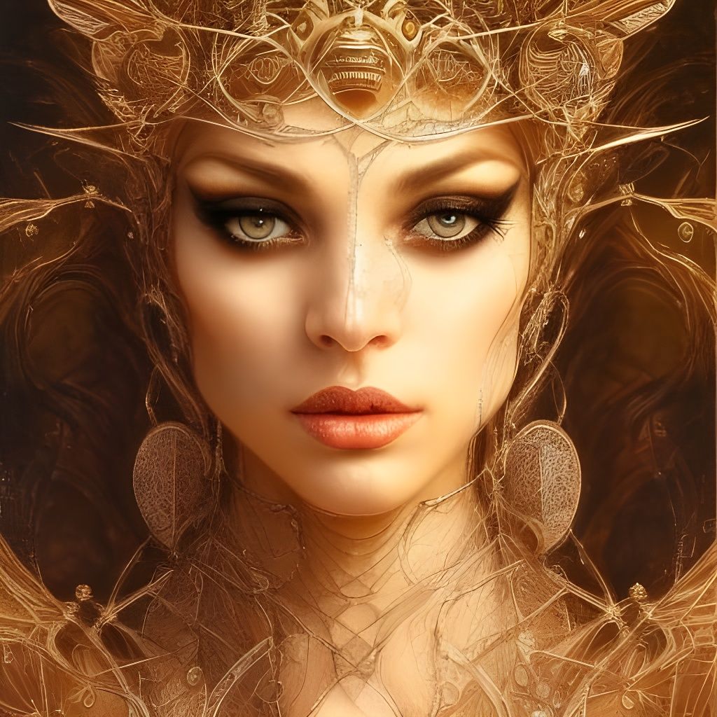 Bee Goddess Portrait: Magical Hyperdetailed Art