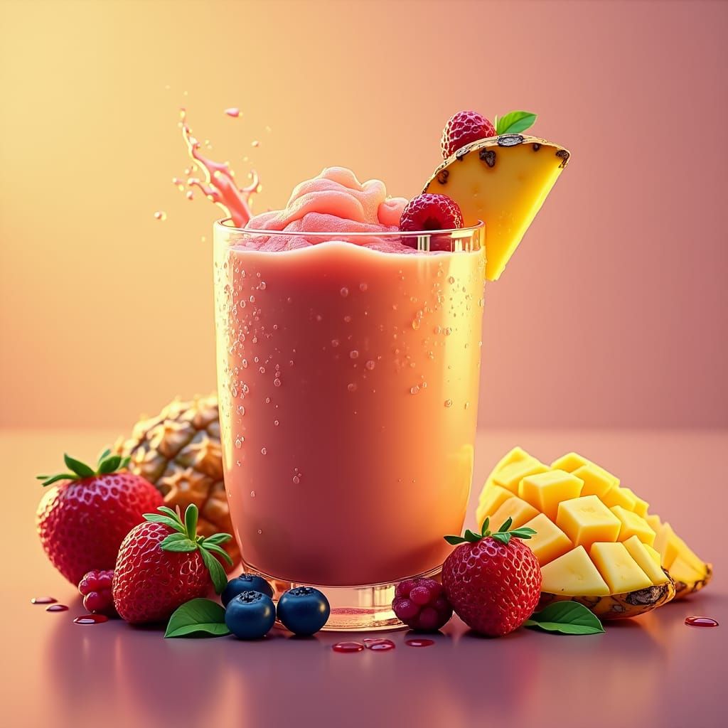 Refreshing Fruit Smoothie in Detailed Matte Painting