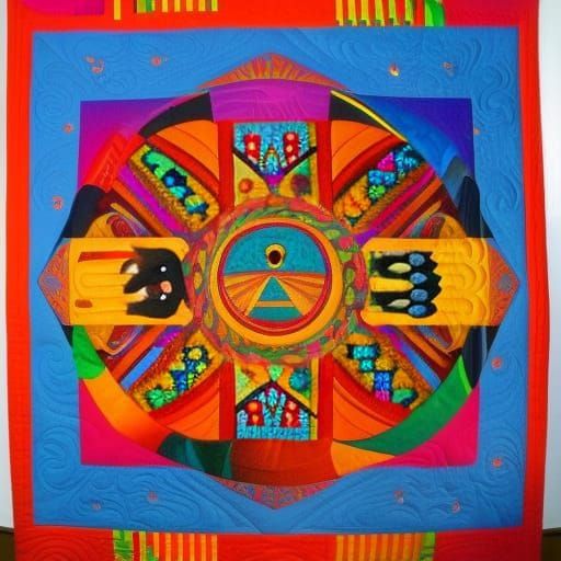 Latinoamerican Quilt Art with Gods and Demons