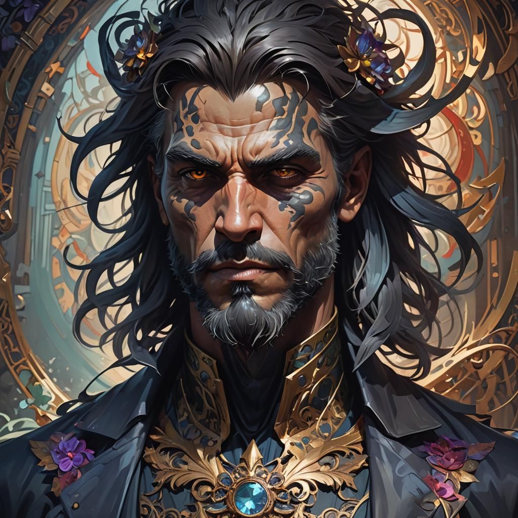 Hyperdetailed Shadow Man Portrait in Dynamic Lighting