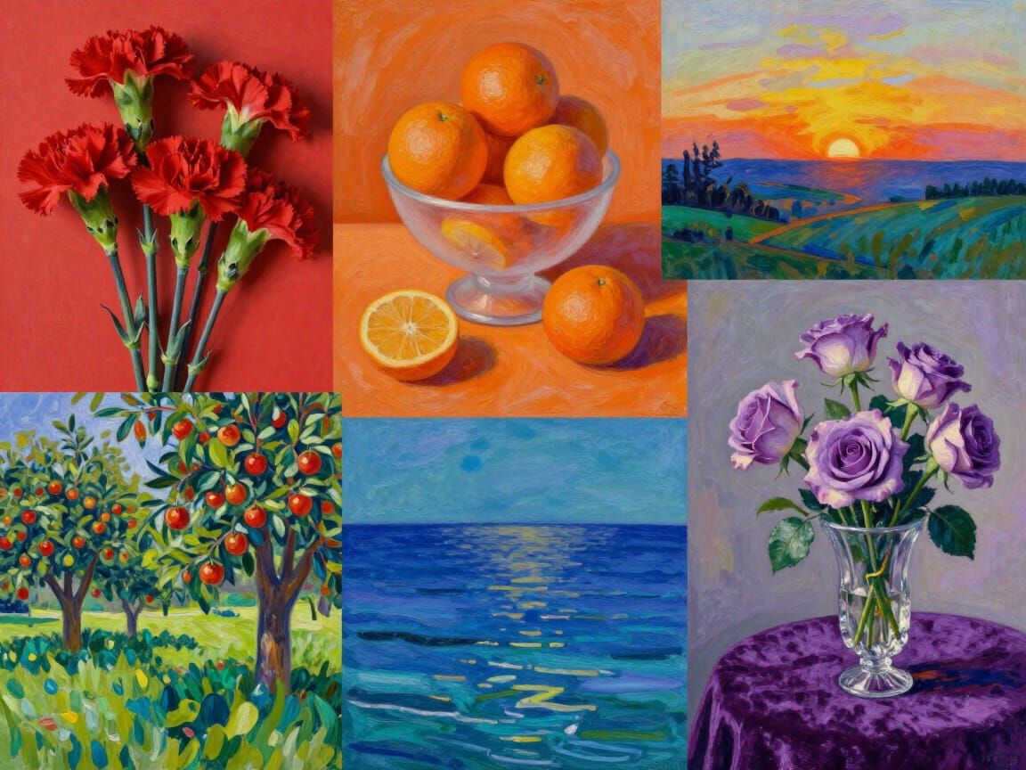 Vibrant Multicolor Collage of Nature and Still Life