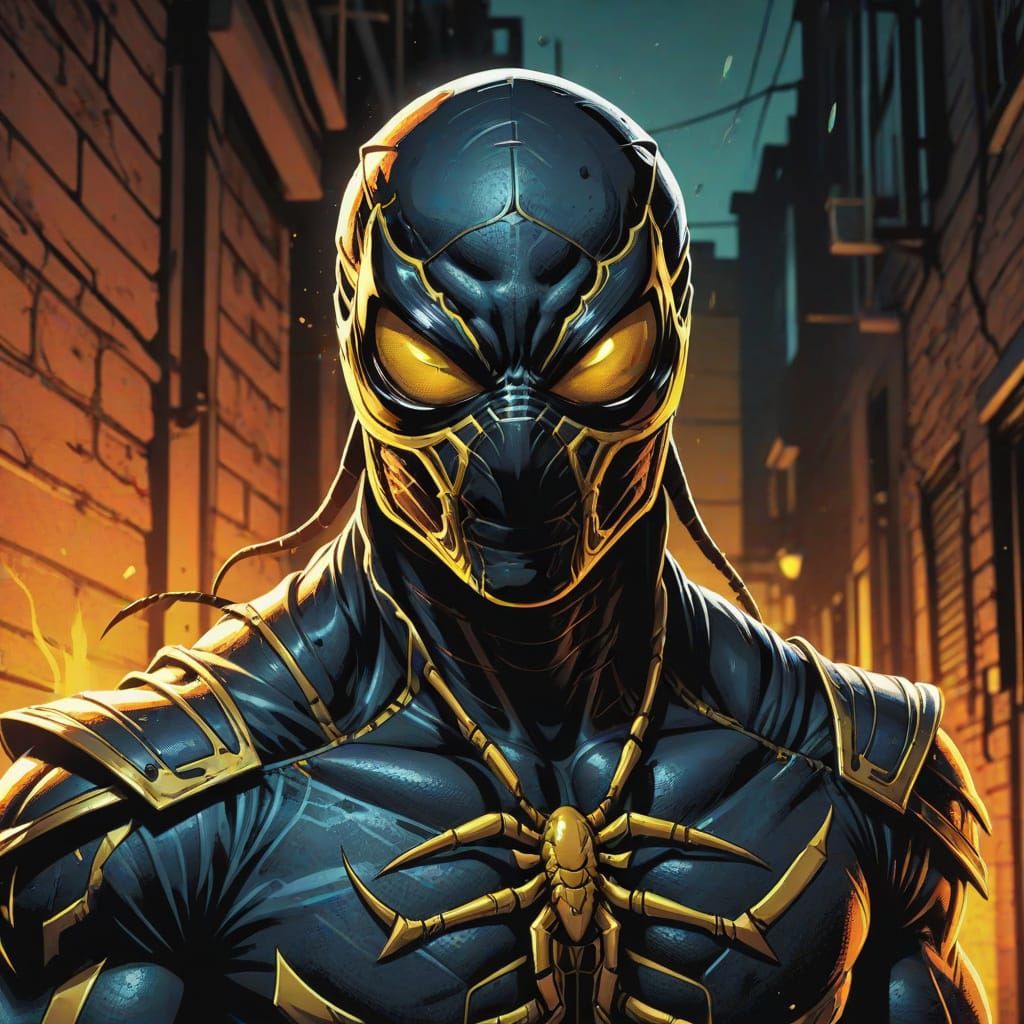 Scorpion in Action: Comic Book Art Portrait