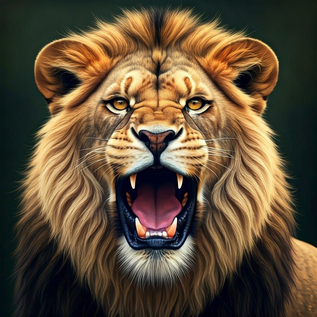 Menacing Roaring Lion Captured with Professional Photography