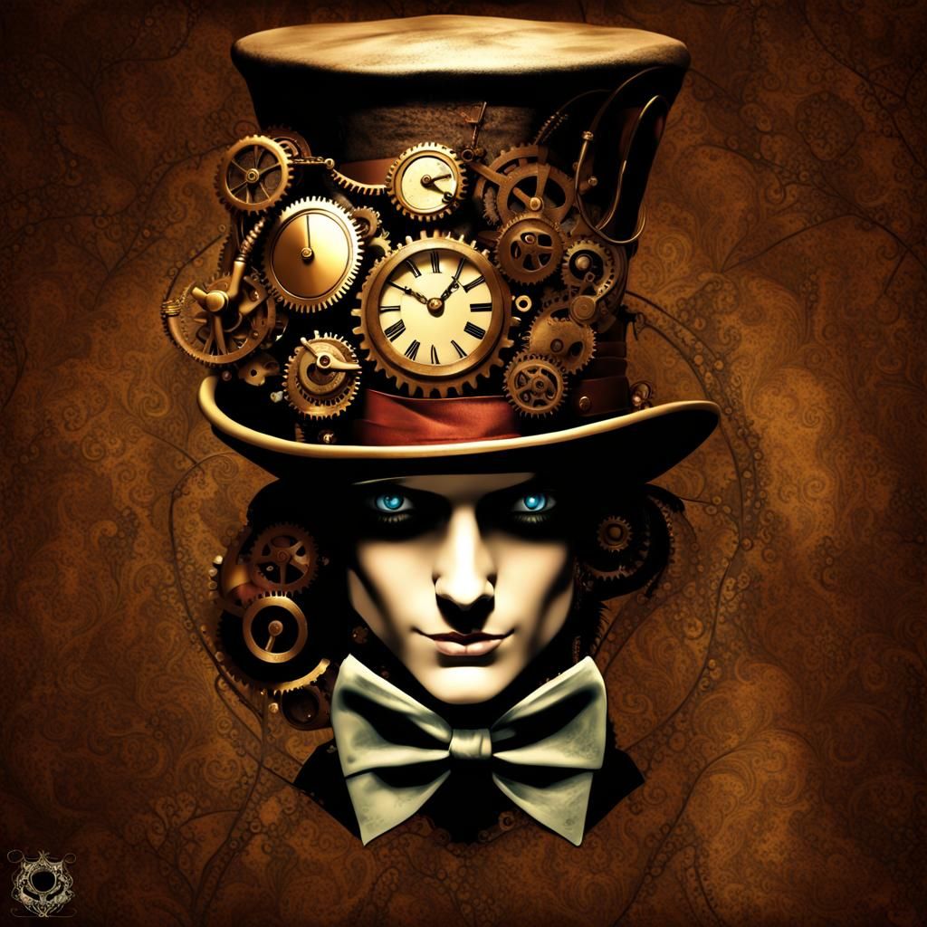 Steampunk Mad Hatter Top Hat in Digital Art