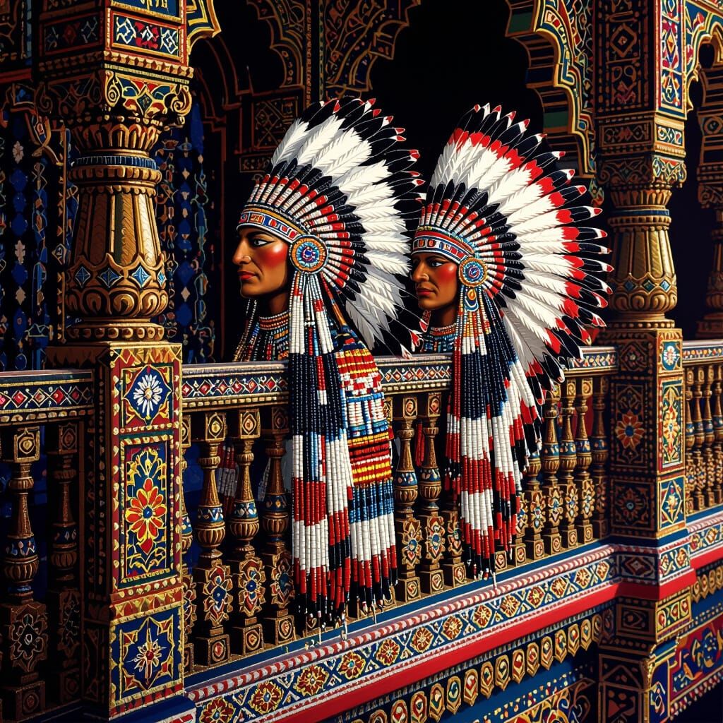 Intricate Seed Bead Balconies of an Indian Chieftain