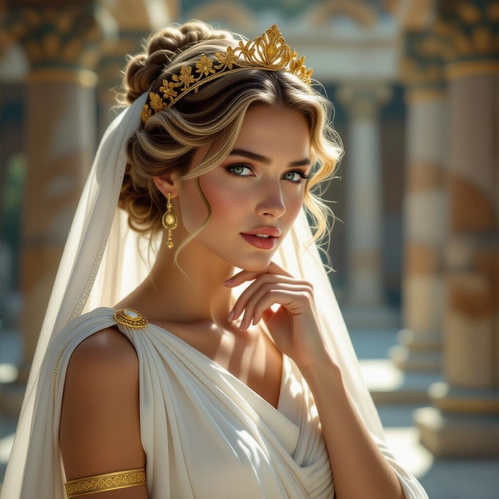 Polyhymnia: Greek Muse of Hymns in Classical Temple