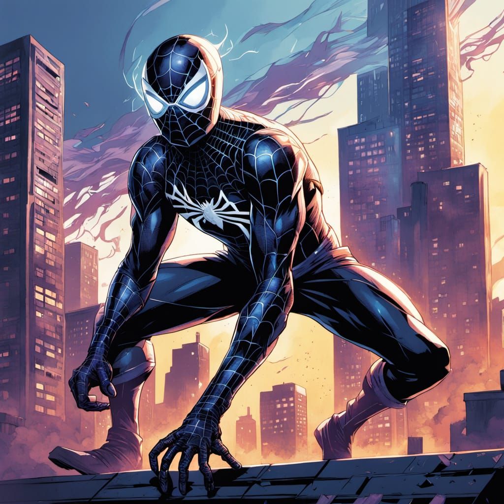 Ghost-Spider Leaps Between Skyscrapers in Dynamic Comic Art ...