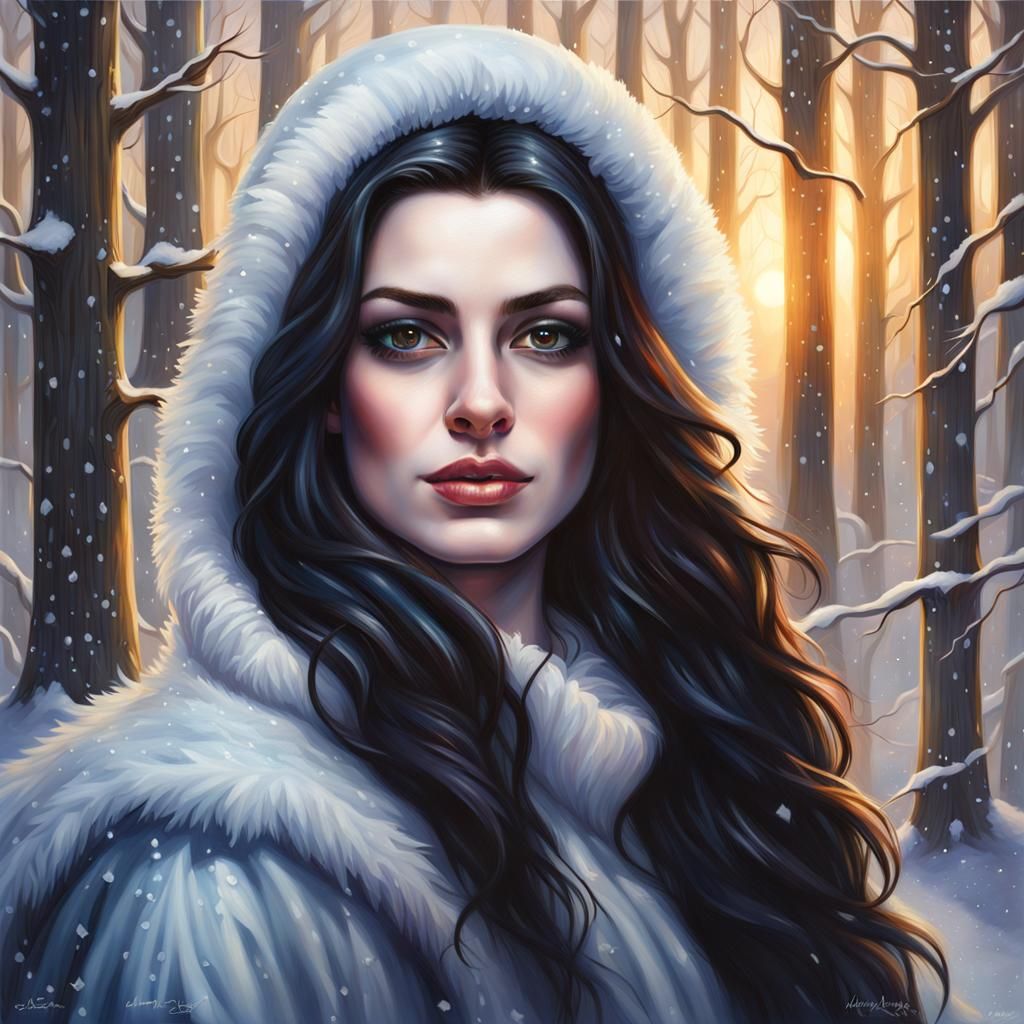 Snow Woman Portrait in Fantasy Art Style
