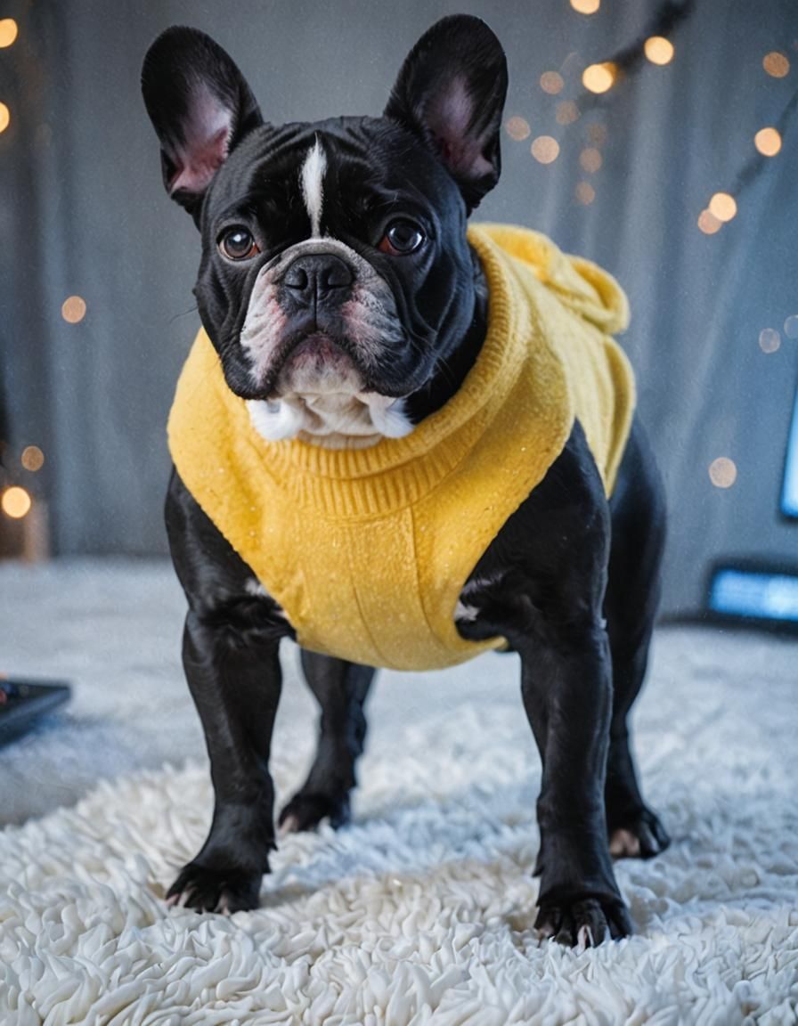 French Bulldog at Computer, Professional Photography