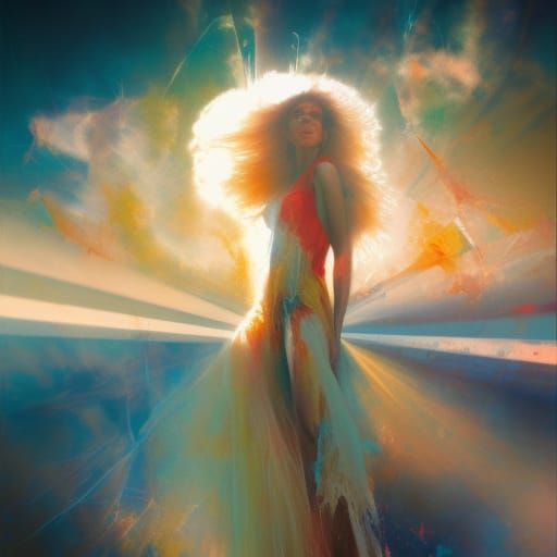 Beautiful Woman with Cracked Surface in Vibrant Colors