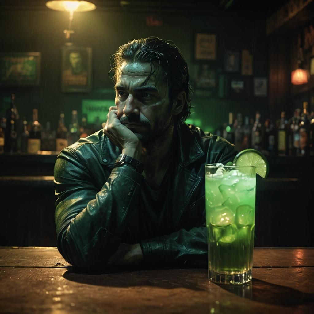 Dark Cityscape at Night in a Gritty, Cyberpunk Style