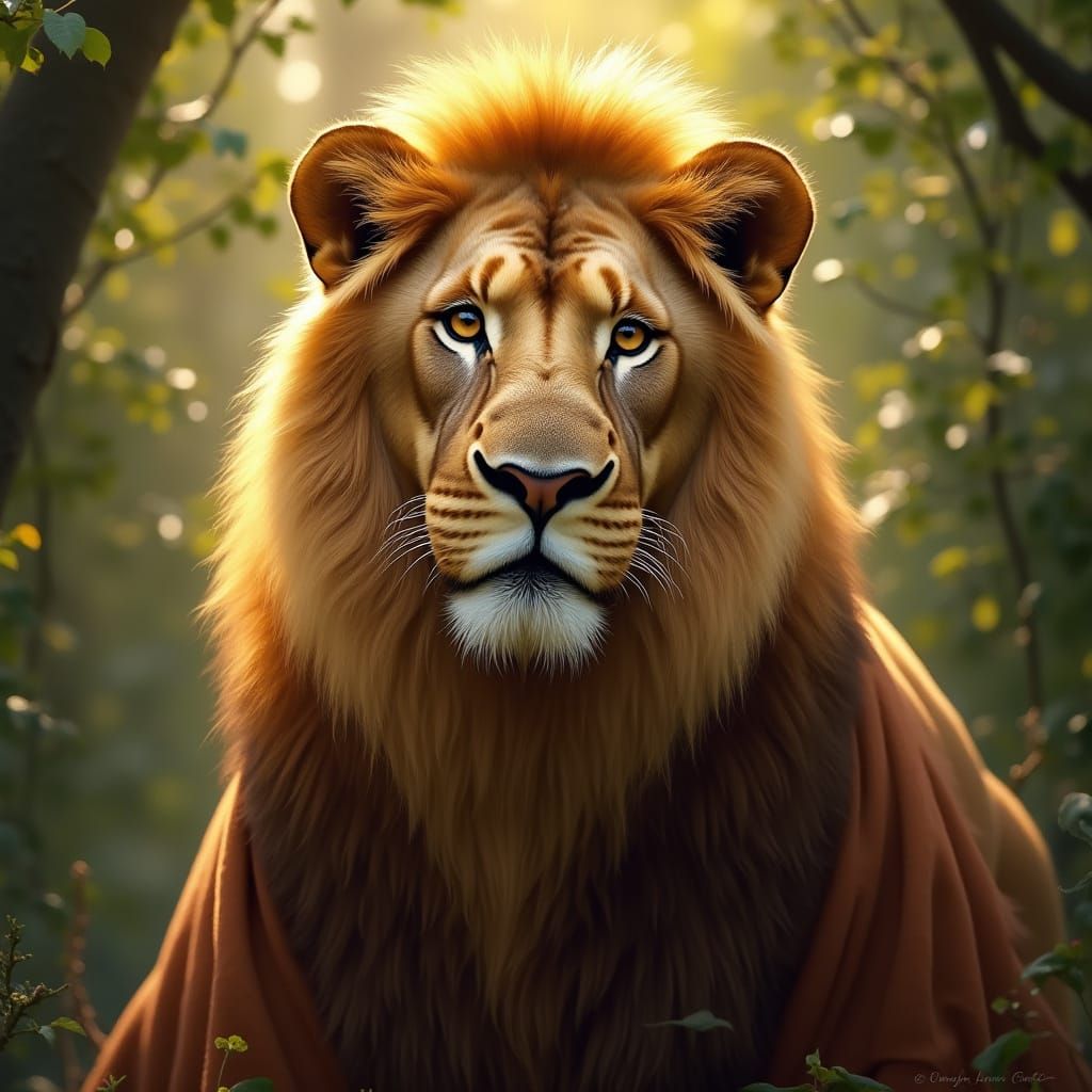 Regal Lion with Golden Mane in Renaissance Style
